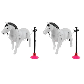 3X פלסטיק חשמלי הסוס סביב ערימת מעגל צעצוע צעצועי פעולה איור פלסטיק מצויר סוס צעצועים סביב ערימת מעגל צעצועים